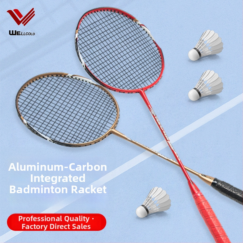 WELLCOLD badmintonová raketa s rámom z hliníko-karbónu, 2 kusy, 90–94 g, úchyt G3, horizontálny typ