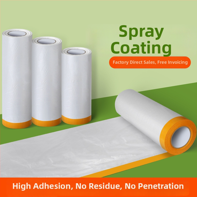 Prášková ochranná fólia na nábytok, spotrebiče a autá; materiál PE; hrúbka 0,06 mikrón; lepidlo na báze vody; podklad Washi páska; jadro papierová trubica; jednorazová