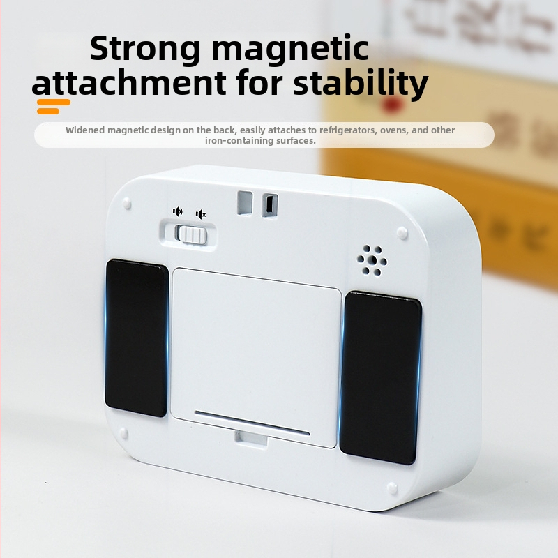 Vaikne LED Pöörlev Taimer Õppimiseks ja Köögis — Patareitoide, Elektrooniline liikumine, Ristkülikukujuline korpus, LED-ekraan, Trükitud logo