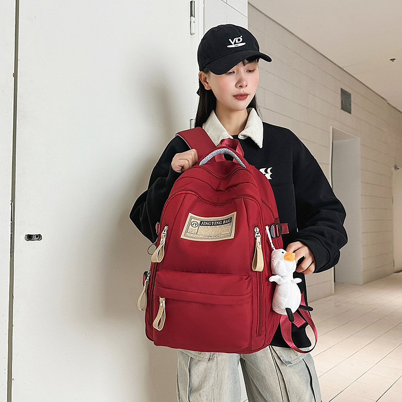 Раница за ученици и студенти със печат на лого, разширяема, стил Youth Campus, Oxford плат, извита презрамка