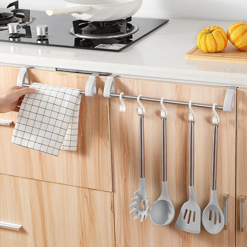 Vješak za vrata za kupaonicu i kuhinju – nehrđajući čelik + plast, moderni minimalistički stil, vješanje iza vrata, nosivost: provjerite