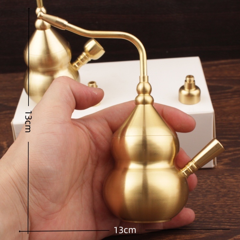 Brass dūmų pypė su moliūgo forma, dvigubas vandens filtravimas, metalo pypė su keturiomis funkcijomis