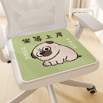 Plišinė biuro kėdės pagalvėlė su animaciniu motyvu iš plono kašmyro; speciali sėdėjimo pagalvėlė ilgiems sėdimams.