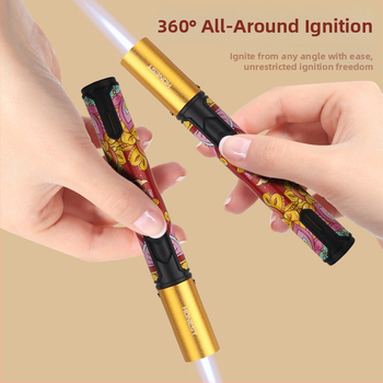 Aizdedzinātājs - garš rokturis, vēja izturīgs, butāns (metāla korpuss)