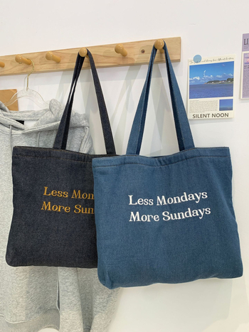 Denim tote táska, városi minimalist stílus, poliészter bélés, téglalap alakú