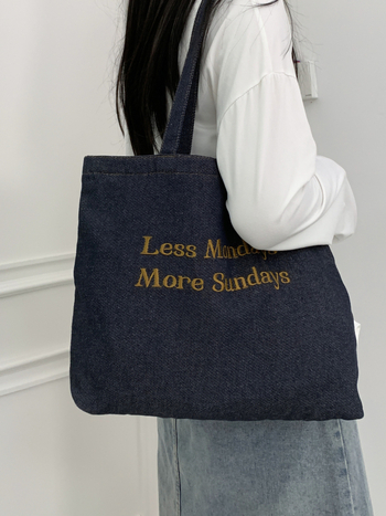 Denim tote táska, városi minimalist stílus, poliészter bélés, téglalap alakú