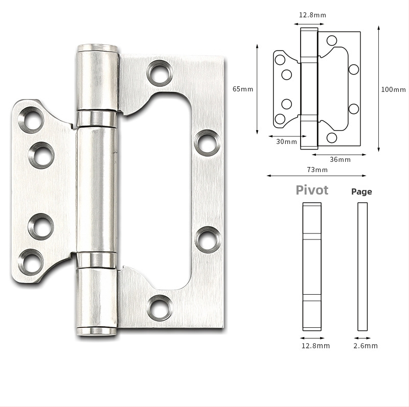 Nerūdijančio plieno dviguba kilpa miegamojo kambario durims iš medienos, hidraulinis sulankstomas kilpa, be įpjovimų, modelis ZMHY01, tipas H formos kilpa, paviršiaus apdirbimas: poliruotas ir elektroplėtrė, šiuolaikiškas minimalistinis stilius