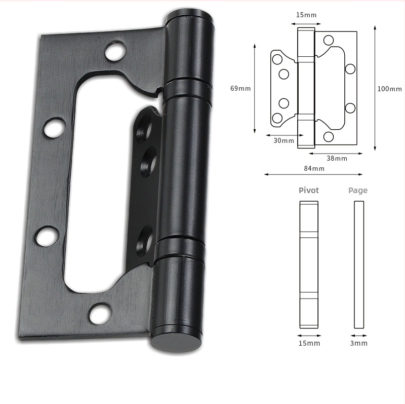 Nerūdijančio plieno dviguba kilpa miegamojo kambario durims iš medienos, hidraulinis sulankstomas kilpa, be įpjovimų, modelis ZMHY01, tipas H formos kilpa, paviršiaus apdirbimas: poliruotas ir elektroplėtrė, šiuolaikiškas minimalistinis stilius