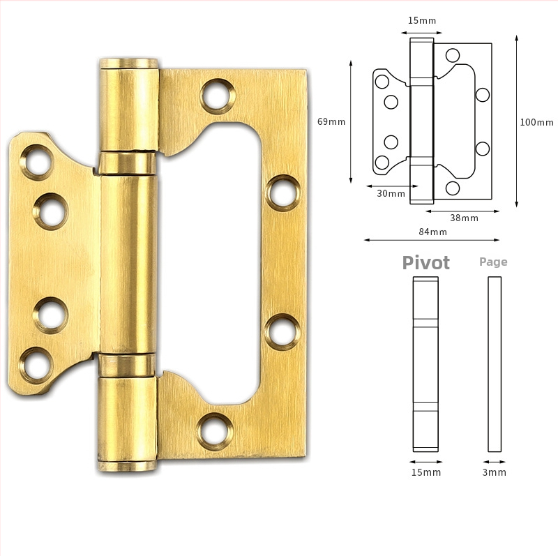 Nerūdijančio plieno dviguba kilpa miegamojo kambario durims iš medienos, hidraulinis sulankstomas kilpa, be įpjovimų, modelis ZMHY01, tipas H formos kilpa, paviršiaus apdirbimas: poliruotas ir elektroplėtrė, šiuolaikiškas minimalistinis stilius