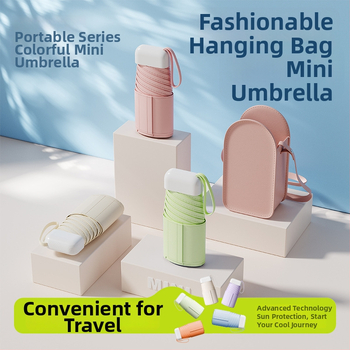 Fino saulės skėtis – kapsulinis dizainas, šeši strypai, rankinis atidarymas, UPF50+, 190T audinys, svoris 243 g