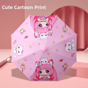 Lastele mõeldud pikkade käepidemetega vihmavari, vinüül 210T kangas, UPF >50, 8 terasest ribad, manuaalne avamine ja sulgemine