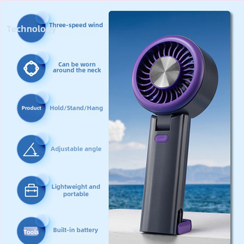 Kokkupandav kaasaskantav ventilaator, USB-laadimisega, 5-lapaga, brushless mootor, 1200-2000mAh aku, 3 kiirust, väga vaikselt