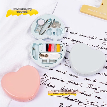 Õmbluskomplekt - Südamekujuline mini reisikast, kaasaskantav ja praktilised õmblustööriistad, 500 tk, 0,02 kg, Uus Hiina stiil