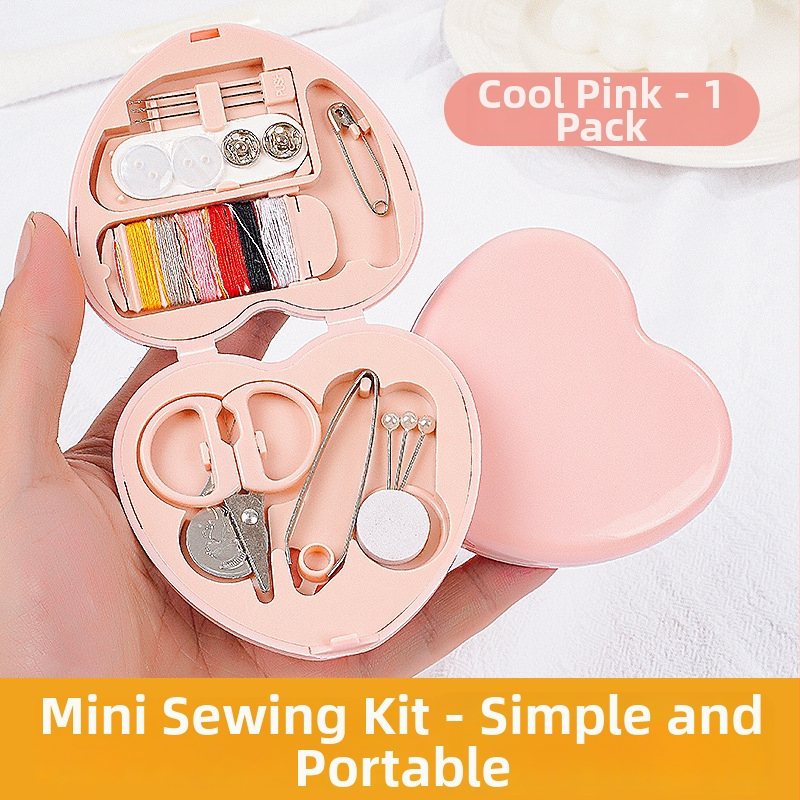 Õmbluskomplekt - Südamekujuline mini reisikast, kaasaskantav ja praktilised õmblustööriistad, 500 tk, 0,02 kg, Uus Hiina stiil