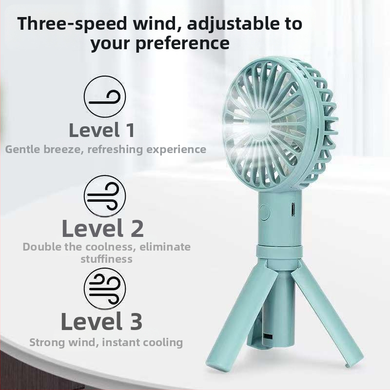 USB захранван ръчен вентилатор с триножник, 3 скорости, сгъваем, компактен мини вентилатор, безчетков мотор