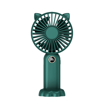 Ručni USB ventilator s digitalnim zaslonom, 5 brzina, motor bez četkica, ugrađena baterija 800–1000 mAh, ABS kućište
