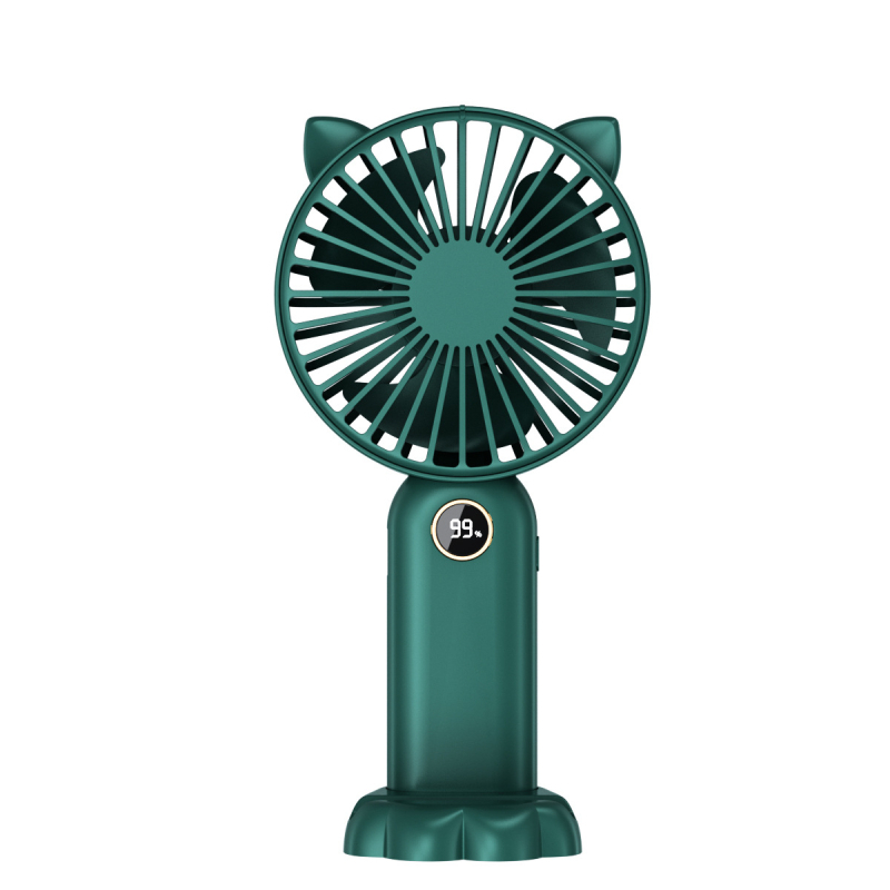 Ručni USB ventilator s digitalnim zaslonom, 5 brzina, motor bez četkica, ugrađena baterija 800–1000 mAh, ABS kućište