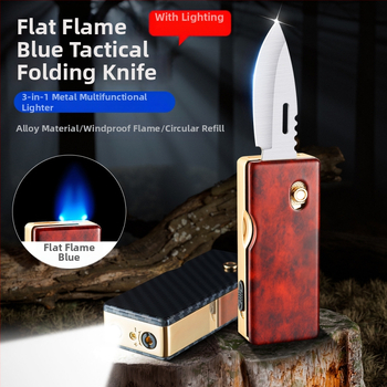 HF2517 Süütaja valgustusega, otsene leek, kokkuvolditava nuga kujundus, metallkorpus, butaan