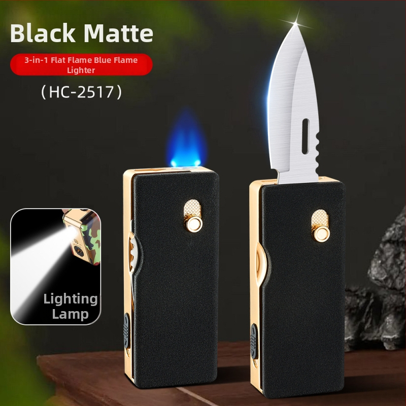 HF2517 Süütaja valgustusega, otsene leek, kokkuvolditava nuga kujundus, metallkorpus, butaan