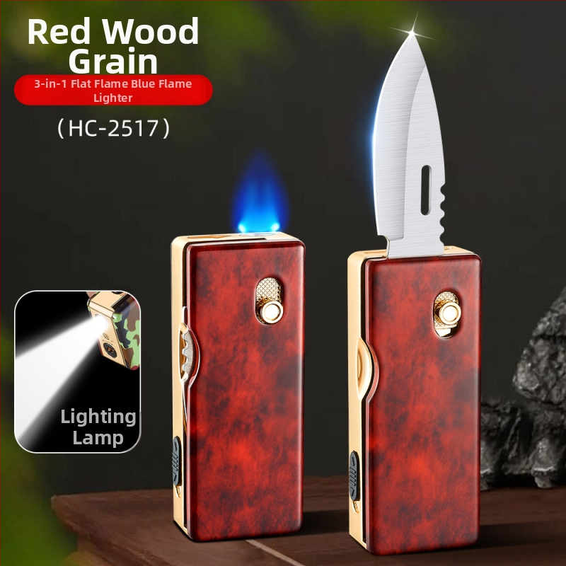 HF2517 Süütaja valgustusega, otsene leek, kokkuvolditava nuga kujundus, metallkorpus, butaan