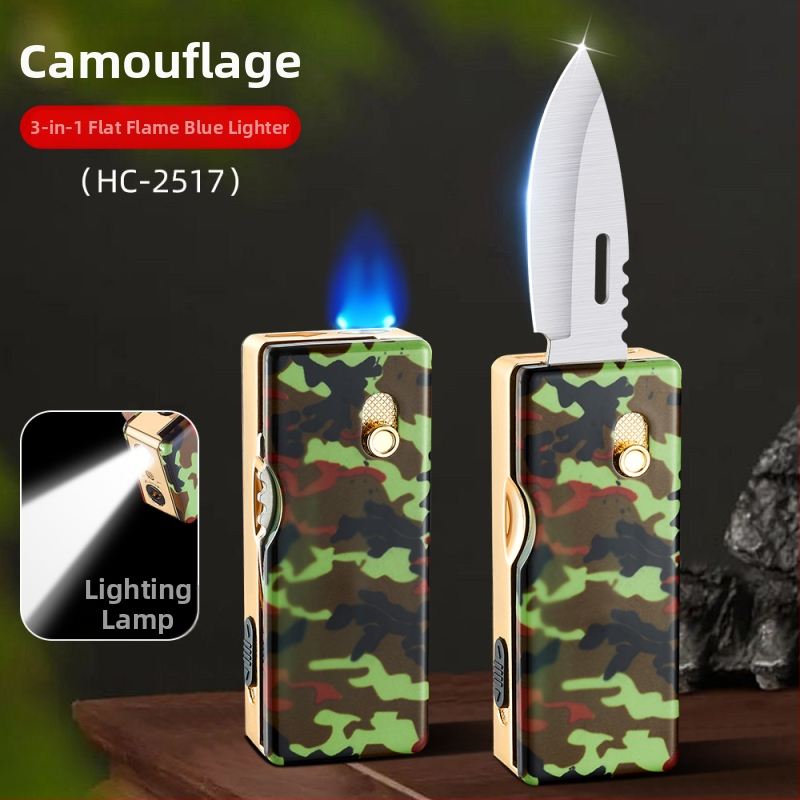 HF2517 Süütaja valgustusega, otsene leek, kokkuvolditava nuga kujundus, metallkorpus, butaan