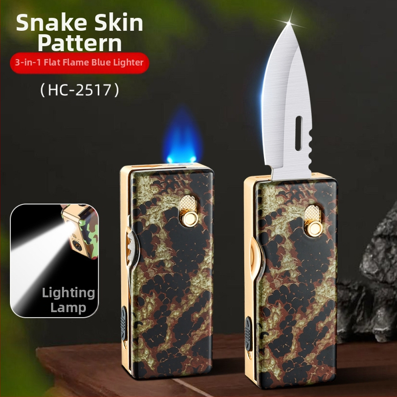 HF2517 Süütaja valgustusega, otsene leek, kokkuvolditava nuga kujundus, metallkorpus, butaan