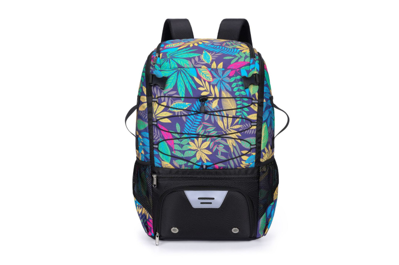 Rucsac sport Baseball cu model floral, material Oxford, impermeabil, rezistent la uzură, curele cu pernă de aer