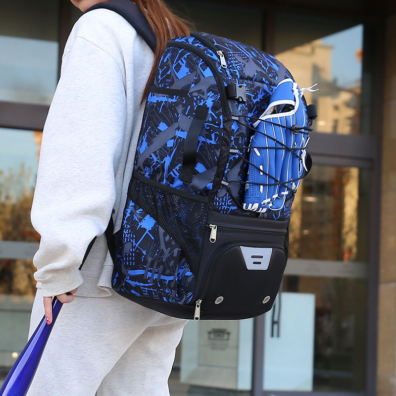 Rucsac sport Baseball cu model floral, material Oxford, impermeabil, rezistent la uzură, curele cu pernă de aer