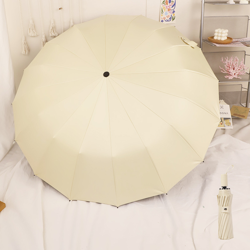 Skėtis – rankinis atidarymas, 16 šonkaulių, skirtas lietui ir saulei, vinilo audinys, UV apsauga UPF50+