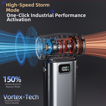 Käeshoidav ventilaator brushless mootoriga, 6 tiivad, sisseehitatud aku 4000–6000 mAh, 5 kiirust, vaikselt tööd <36 dB