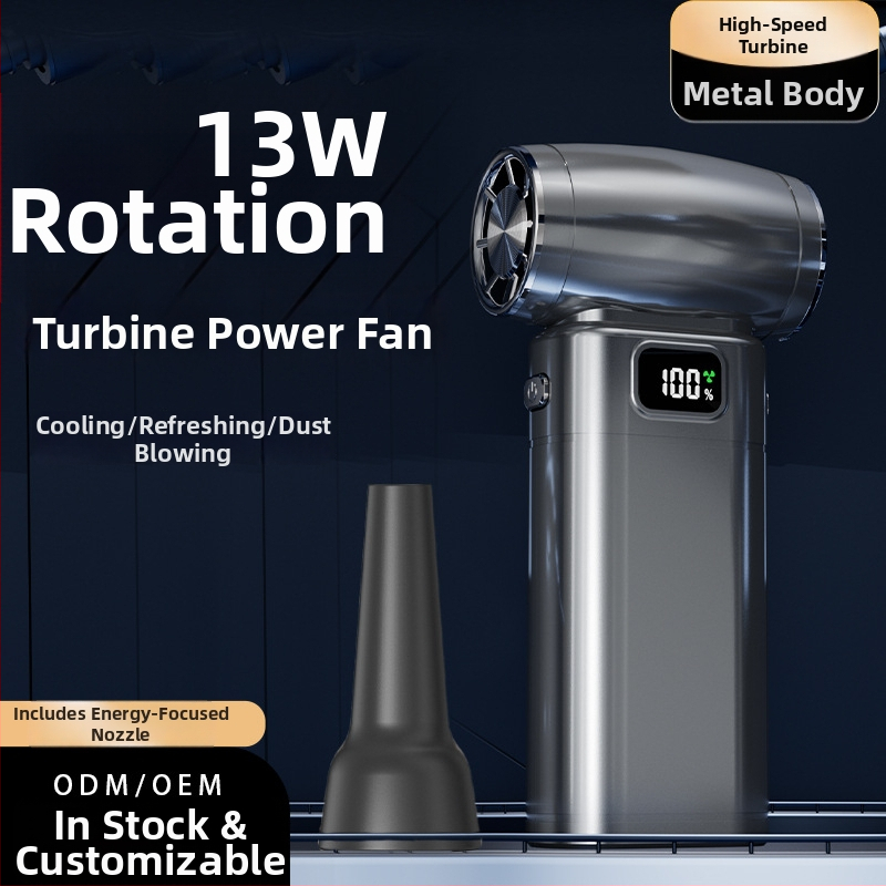 Käeshoidav ventilaator brushless mootoriga, 6 tiivad, sisseehitatud aku 4000–6000 mAh, 5 kiirust, vaikselt tööd <36 dB