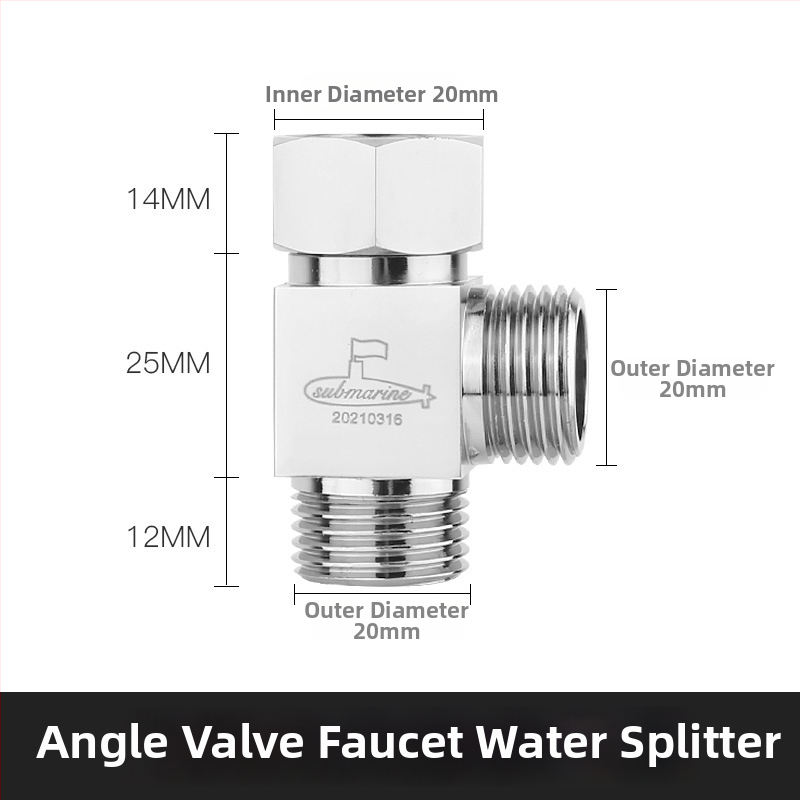 FH1 Vask kolm-tee ühendus pööratava paigaldusega, 1 sisend, 2 väljundit