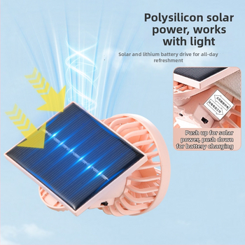 USB prenosný ventilátor s klipom, vstavaná batéria 300-500 mAh, 6 rýchlostí, hluk 45-50 dB, výdrž 3-6 h