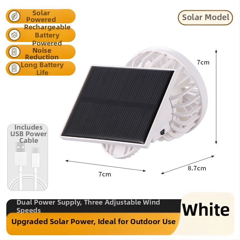 USB prenosný ventilátor s klipom, vstavaná batéria 300-500 mAh, 6 rýchlostí, hluk 45-50 dB, výdrž 3-6 h