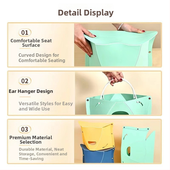 Sulankstoma saugyklos kėdė su prisirišimo virve – lauko naudojimui, lengvai nešiojama, kelionėms ir žvejybai, plastikas, 120 kg apkrova