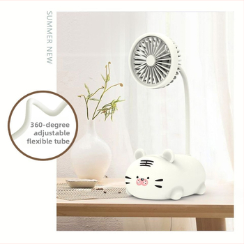 Stalo ventiliatorius su mielu karikatūrų dizainu – ABS medžiaga, pasukamas, daugiafunkcinis, tylus