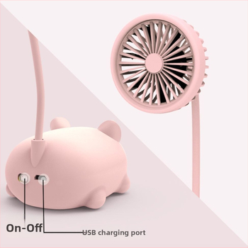 Stalo ventiliatorius su mielu karikatūrų dizainu – ABS medžiaga, pasukamas, daugiafunkcinis, tylus