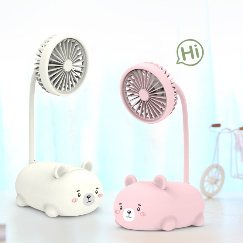 Stalo ventiliatorius su mielu karikatūrų dizainu – ABS medžiaga, pasukamas, daugiafunkcinis, tylus