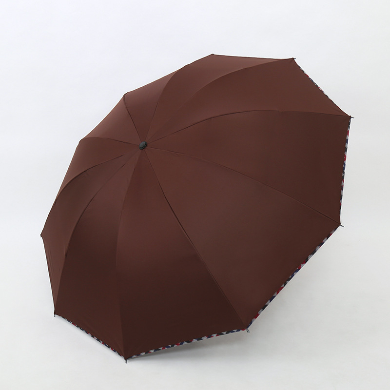 Kolm osaline kokkupandav vihmavari, 10 terasest ribad, terasest vart, plastne käepide, manuaalne avamine, 190T kangas