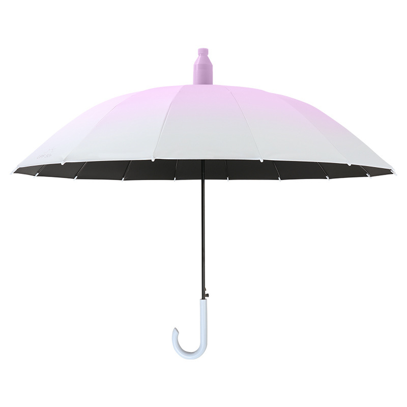 Автоматичен чадър с 16 ребра, дълга дръжка, градиентно винилово покритие, UPF 50+ защита от слънцето, водоустойчив, печат на лого за реклама