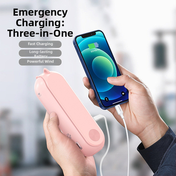 Rankinis USB ventiliatorius su brushless varikliu, įmontuota baterija 4000–6000mAh, 3 greičiai, 5V, 12 valandų veikimo laikas