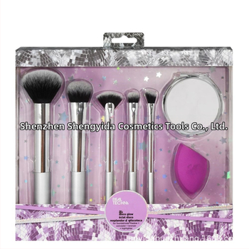 Meigiharjade komplekt, 7 tk, sünteetilised karvad, plastist käepidemed, kaasaskantav disain, kogupikkus 11 cm