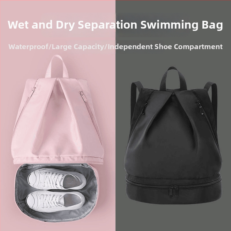 Športový batoh s priehradkou na suché/mokré veci, plátený materiál, nepremokavý, ultra ľahký, podšívka z nylonu, pre vonkajšie športy