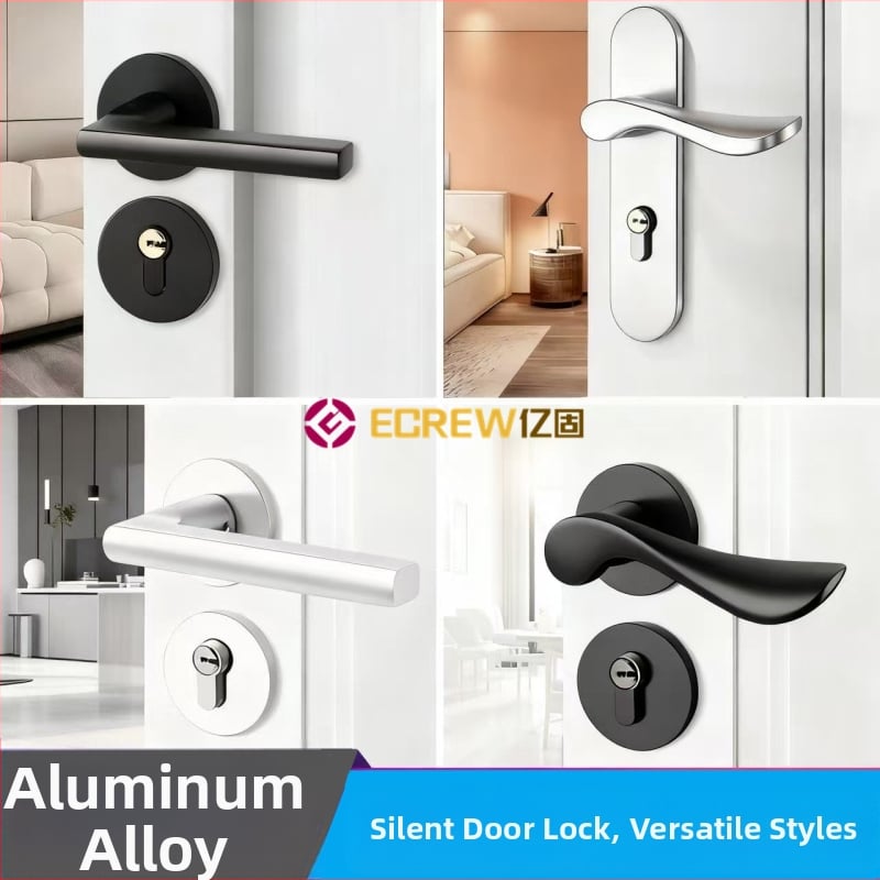 Hálószoba ajtózár, Split modell, alumínium ötvözet, halk kilincs, modern minimalist stílus