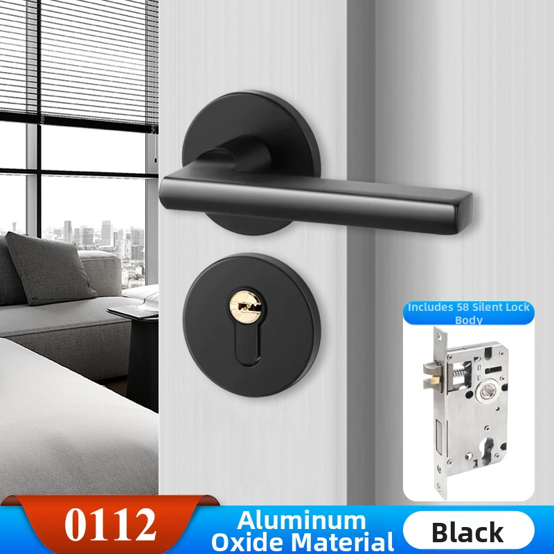 Hálószoba ajtózár, Split modell, alumínium ötvözet, halk kilincs, modern minimalist stílus