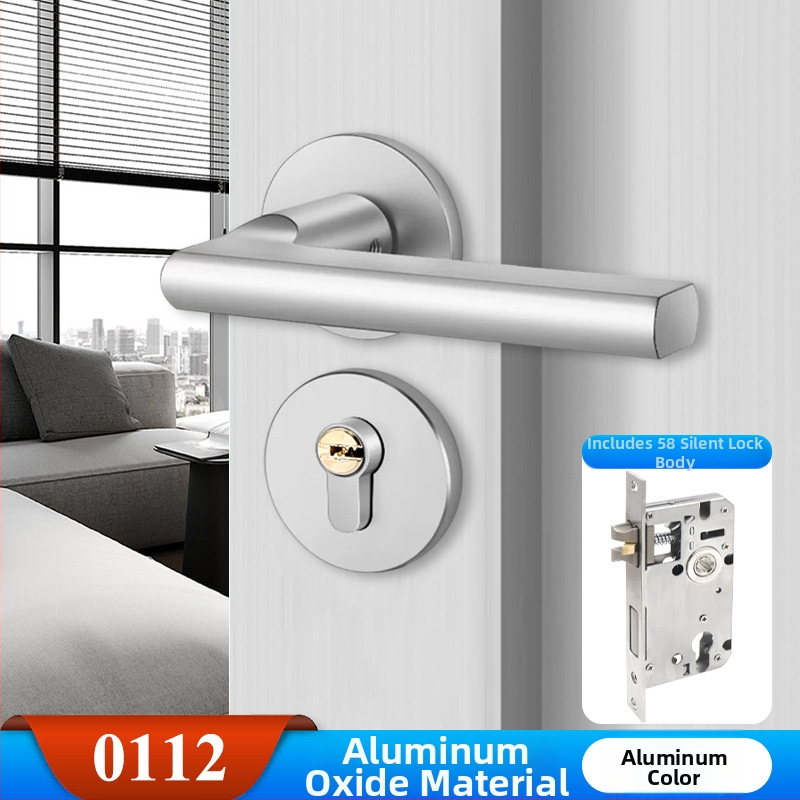 Hálószoba ajtózár, Split modell, alumínium ötvözet, halk kilincs, modern minimalist stílus