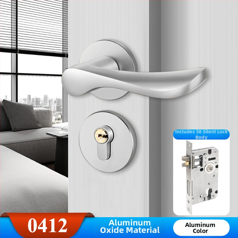 Hálószoba ajtózár, Split modell, alumínium ötvözet, halk kilincs, modern minimalist stílus