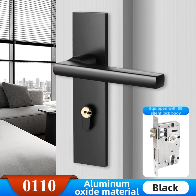 Hálószoba ajtózár, Split modell, alumínium ötvözet, halk kilincs, modern minimalist stílus