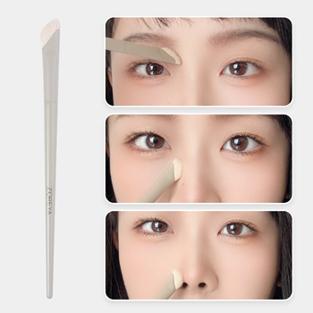 Βούρτσα contouring μύτης για μακιγιάζ, τρίχες από νάιλον, λαβή από αλουμίνιο, σχήμα δρεπανοειδούς με γωνιακό σχεδιασμό, μονή συσκευασία