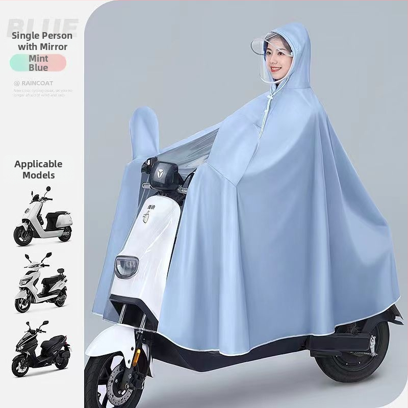 Elektriliste sõidukite vihmamantel poncho, PVC kangas, paksus 0,15 mm, täiskasvanutele, taaskasutatav